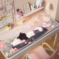 875v 귀여운 고양이 일러스트 장패드 800x300, 1개, 벚꽃 속 꿈 여행