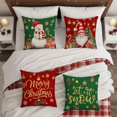 크리스마스 쿠션커버 45x45 거실 소파 인테리어 산타 눈사람 북유럽