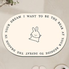 러블리디 귀여운 캐릭터 워셔블 규조토 욕실 주방 미끄럼방지 발매트, 1개, 03.깡총토끼