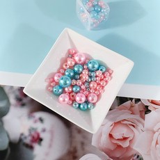 아크릴진주 [컬러믹스] 구멍 진주 비즈 공예 재료, A3219. 핑크/스카이, 1세트