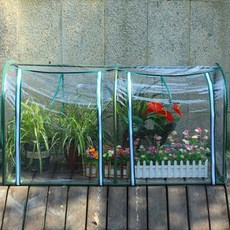 길냥이 쉘터 길고양이 급식소 온실 비닐 원예 천막 보온, 1개, 둥근 지붕 2칸 투명 135 70x70cm