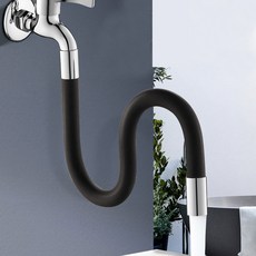 홀려쓰 전방향 회전 가능 자바라 수전 수도 연장 호스, 검정색, 1개, 30cm