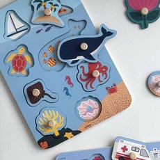 엔밀리밀리 피카부 꼭지퍼즐 시리즈 - 바다, 8피스, 1개