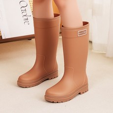 TIMEPURE 여성용 고 레인부츠 스타일리시 외출용 장화 두꺼운 밑창 미끄럼방지 방수 고무장화