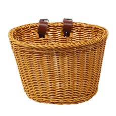 등나무 자전거 바구니 등나무로 만든 자전거 바스켓, 1개, 갈색
