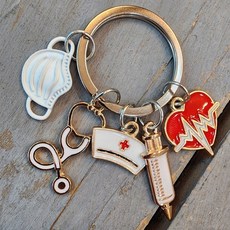 의료도구 5종 키링 열쇠고리 간호학과 간호사 졸업 입학 선물, 2개