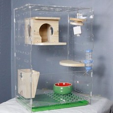 슈가글라이더 사육장 아크릴 하우스 참고 관찰통 피그미, D. 회색 검정 37x28x63cm