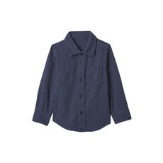 GAP 남아용 긴소매 플란넬 버튼 다운 셔츠 태피스트리 네이비