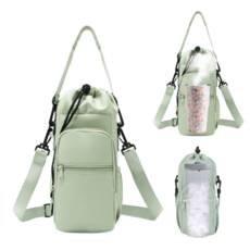 아일라 보냉보온 가방 텀블러 물병 등산 여행 산책 수납파우치, 에메랄드그린, 1개