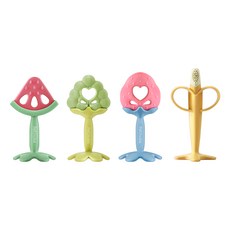 [국민육아템] 1+1 쁘띠누베 실리콘 과일 치발기(케이스포함) 택1 (혼합구성), 1개, 만년설 딸기 + 바나나