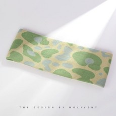運動髮帶 頭巾 吸汗頭巾 寬邊健身束髮帶, 1個, 花紋黃綠