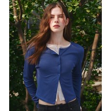 무신사스탠다드 WOMAN 우먼즈 린넨 라이크 시어 저지 가디건 [미드나잇 블루]