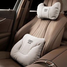 A6L Q3 A3 Q8 A4L Q2L Q5L 차량용 목쿠션 헤드레스트, 1개, 목받침대 + 요추 받침대 [베이지화이트]
