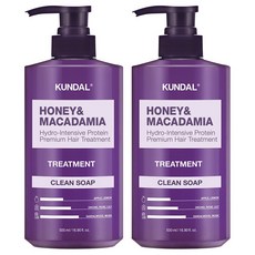 쿤달 허니 앤드 마카다미아 헤어 트리트먼트 클린솝향, 500ml, 2개