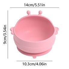食品級防摔矽膠吸盤寶寶碗, 輔食碗粉色, 1套