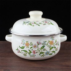 법랑 냄비 예쁜 솥 캠핑 에나멜 요리 바닥 평평한 가스 팬 및 수프 두꺼운 인덕션 조리용 주방, Black, 18CM(1.7L), Black, 1개