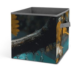 오이니에이 비와 새들이 편안하게 소리를 내며 접을 수 있는 보관함 대용량 패브릭 큐브 정리함 이중 손잡이 바구니가 옷 담요 장난감