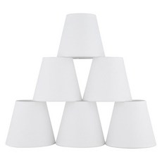 Ruiever 6팩 소형 전등갓 클립 온 전구 패브릭 하단 14.9cm x 높이 13.5cm 13.5cm(5.9인치 3.54인치x5.12인치) 샹들리에 벽 천장 테이블 및 플로, 화이트