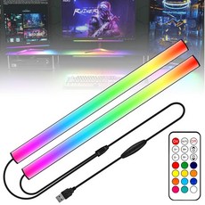 WILLED 2 in 1 언더 모니터 라이트 바 게임 설치 데스크 LED 키보드 PC용 원격 제어, 01 Monitor Light Bar, Black