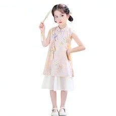 女童新中式旗袍裙無袖連衣裙