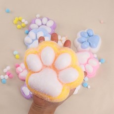 亮燈貓爪捏捏樂 解壓玩具 超軟泥感食玩 減壓玩具, 12*12超大植絨貓爪黃色【pvc袋6, 1個