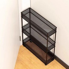 틈새수납 이동식 선반 트롤리 주방 세탁실 바퀴달린, 없음 4단 화이트 폭16cm길이50cm