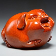 花梨木 黑檀木 豬擺件 整木精雕, 如圖所示, 1個