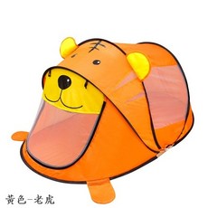 兒童蚊帳遊戲屋 免安裝彈開式帳篷 加大空間室內戶外皆適用 黃色老虎造型, 黃色-老虎