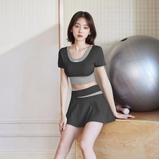 NKJN 여자스포츠브라탑3부치마팬츠세트-캡내장형 JYMD035+JYMQ005