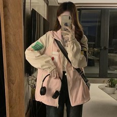 外套 女 防風外套 工裝保暖外套 衝鋒衣可愛學生外套防風夾克日系潮流機能外套上衣學院風學生工裝外套女寬鬆棒球