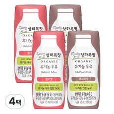 상하목장 우유 2종 각2팩씩(딸기+코코아), 4팩, 125ml