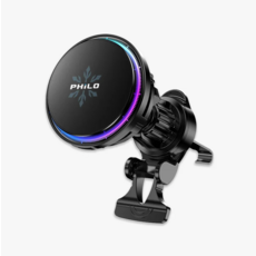 PHILO 無線充電手機支架 RGB炫彩車用手機架 穩固單手操作, CW15 冰炫風