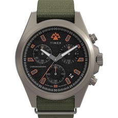 Timex 익스페디션 필드 크로노그래프 남성용 시계 나일론 스트랩 그린/블랙 TW4B10300, 초록색