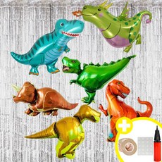 공룡풍선 파티용품 대형 공룡 은박풍선 6종 파티커튼 생일파티 용품 세트 인생샷 포토존 연출템 8옵션 [에브리띵스마일] 1213, 1세트, 라지믹스 실버 커튼