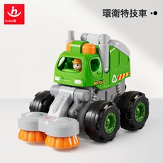 DIU 工程車隊男孩小汽車兒童玩具推土機慣性滑行玩具車模型, 1個, 匯樂-環衛特技車:如圖