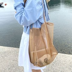 온코 메쉬 물가방 숄더백 여름가방 모래놀이 망사 브라운 비치백