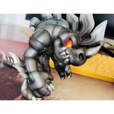 台灣發貨 情懷石器時代機械人龍懷舊玩家收藏塗色擺件，眼睛發光冰箱磁鐵，獨特復古風, 機人龍眼可發光18✖️19✖️15cm