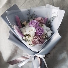 Flower&House 永生玫瑰花束 永生花 不凋花 乾燥花 生日花禮 告白 畢業, 紫色系,花束+英文插卡-圖8請備註號