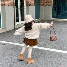 女童韓版冬裝毛毛外套與半裙套裝