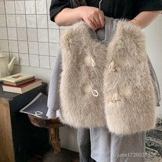 韓系童裝女童仿皮草馬甲冬裝新款加絨環保毛毛外套