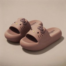헬로키티 심플 페이스 슬리퍼 브라운 여성 사무실 실내화 EVA 거실화 산리오