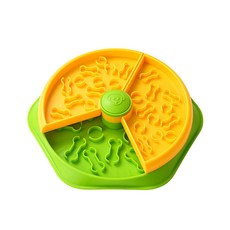 寵物分層慢食碗轉盤漏食旋轉餵食器 狗狗貓咪飯訓練, 1個, 黃綠色:無規格, 1L