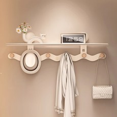 아워후 흡착식 우드볼 다용도 벽 옷걸이 행거 벽걸이 선반 후크, 크림, 1개