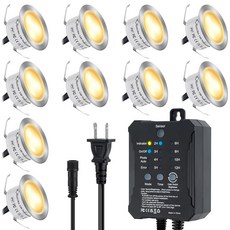 트랜스포머 디머블 타이머와 포토셀 센서 실외 LED 데크 조명이 포함된 JUABREY 저전압 조명 오목 키트 3CCT 2700K 5000K IP67 계단 파티오 야드 10팩 방수