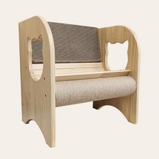 貓咪造型貓抓板跳台，天然木材耐用麻繩，多功能貓咪傢俱, 木色, 1個