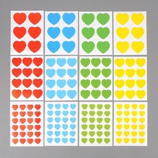 하트모양스티커 컬러 하트 스티커 1장 6P 12P 24P 하트스티커, 1개, 6P - 옐로우