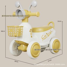 Ganxi toy 兒童摩托滑行車 可坐人可儲物, 黃色 四輪 燈光音樂 一件8個, 1個
