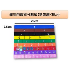 哥白尼的實驗室 數學教具 學生用eva磁性長條分數板 滿版背磁鐵20cm 分數教學演示使用 低中年級數學, 1個