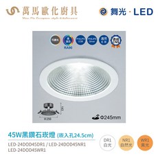 舞光 黑鑽石 崁燈 LED-24DOD30 崁孔24.5cm 適用6米高環境 全電壓, 1個, 45W,5000K白光