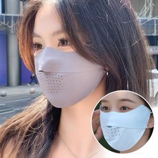 1+1 통풍 마스크 냉감 기미 숨쉬는마스크 귀편한 운동용 여름 안면 쿨 스포츠 자외선차단, 그레이+하늘, 1개